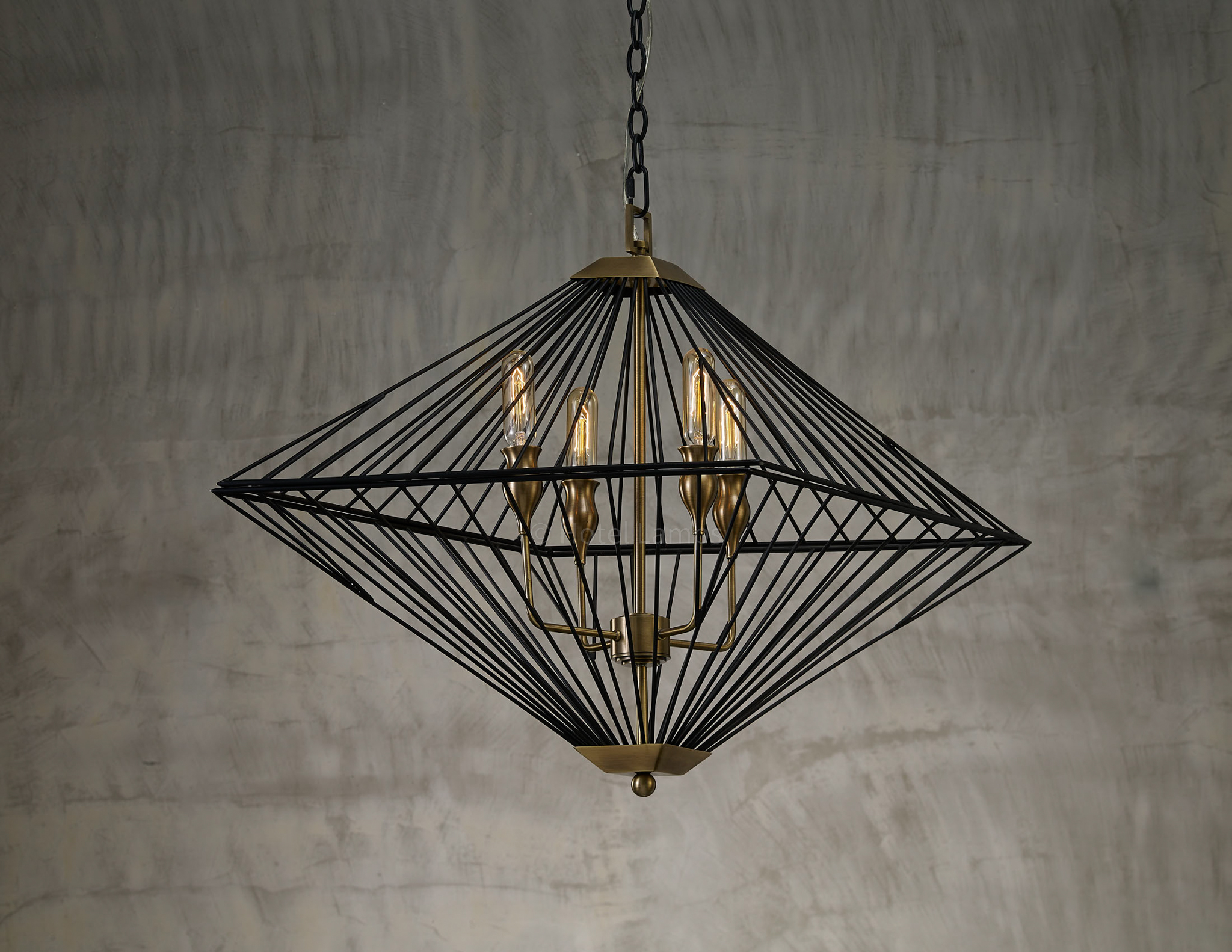 Avery Wire Iron Pendant in Matte Black and Antique Brass